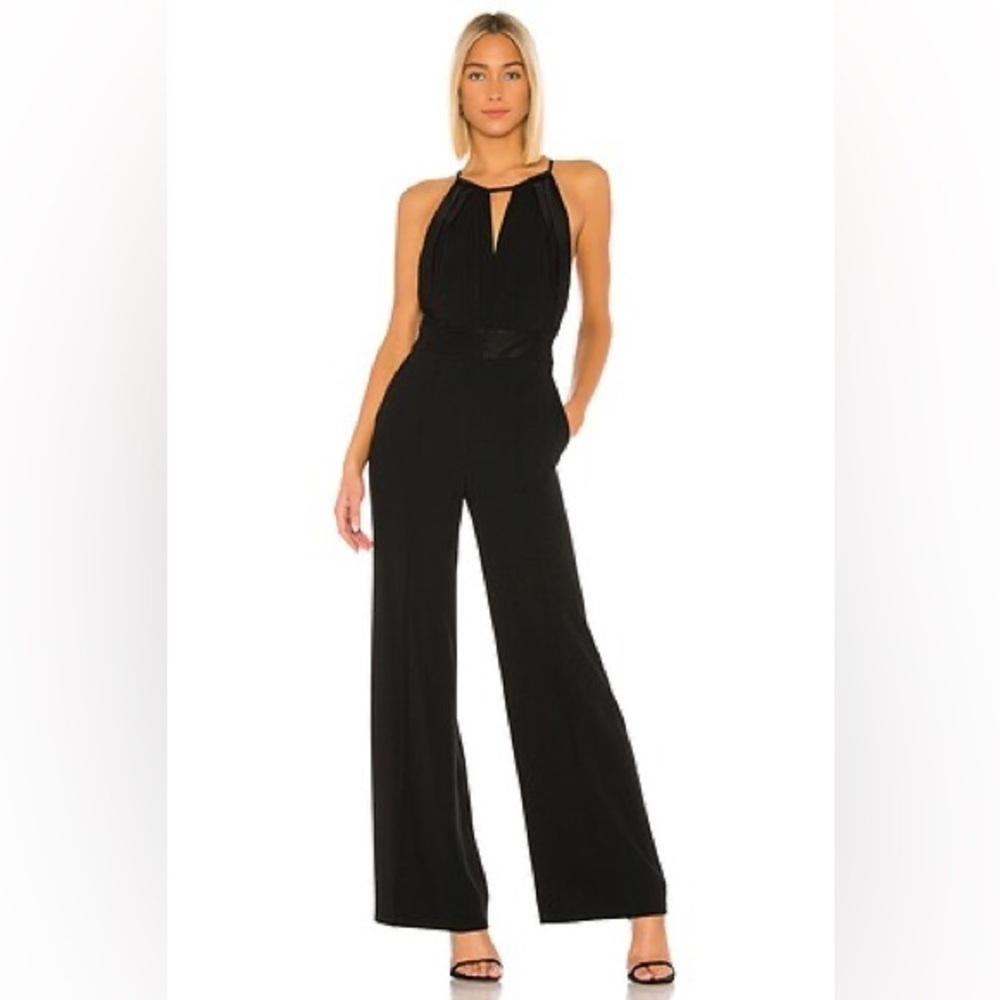 Diane Von Furstenberg Black Halter Jumpsuit with Wide-Leg Silhouette Size 6